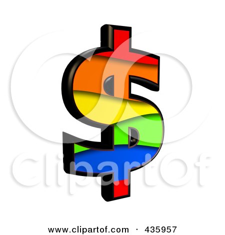 Royalty-Free (RF) Clipart Illustration of a 3d Rainbow Symbol; Dollar by chrisroll