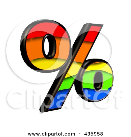 Royalty-Free (RF) Clipart Illustration of a 3d Rainbow Symbol; Percent by chrisroll