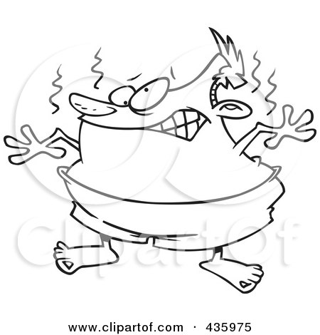 Royalty-Free (RF) Clipart Illustration of a Line Art Design Of A Well Done Man With A Sun Burn by toonaday