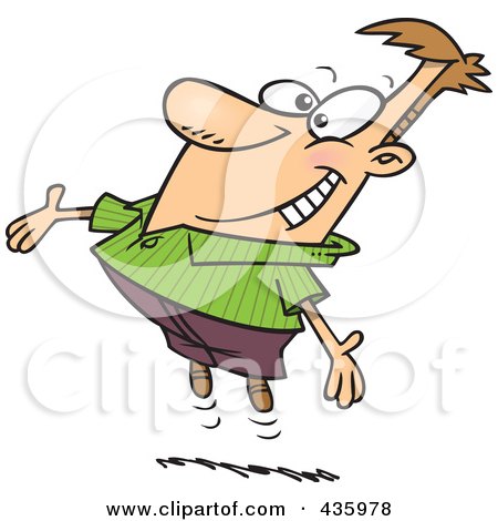 Royalty-Free (RF) Clipart Illustration of an Excited Man Jumping And Welcoming by toonaday