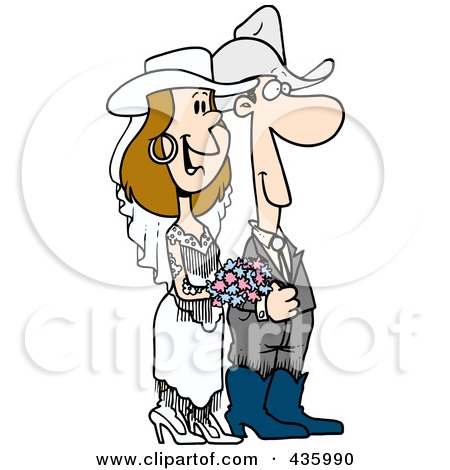 Royalty-Free (RF) Clipart Illustration of a Western Wedding Couple by toonaday