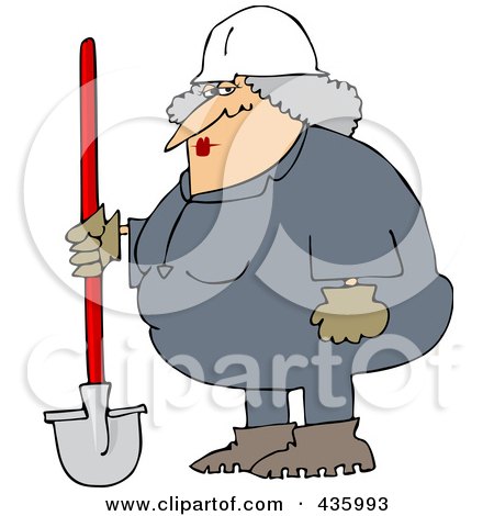Royalty-Free (RF) Clipart Illustration of a Female Construction Worker Standing With A Shovel by djart