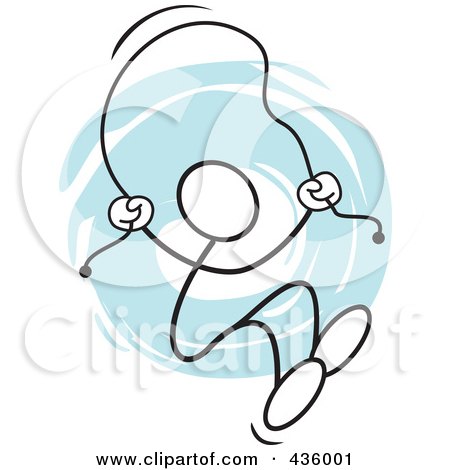 Royalty-Free (RF) Clipart Illustration of a Stickler Man Usinga  Jump Rope - 4 by Johnny Sajem