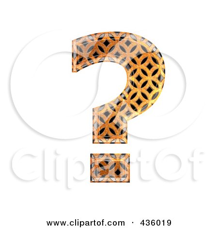 Royalty-Free (RF) Clipart Illustration of a 3d Patterned Orange Symbol; Question Mark by chrisroll