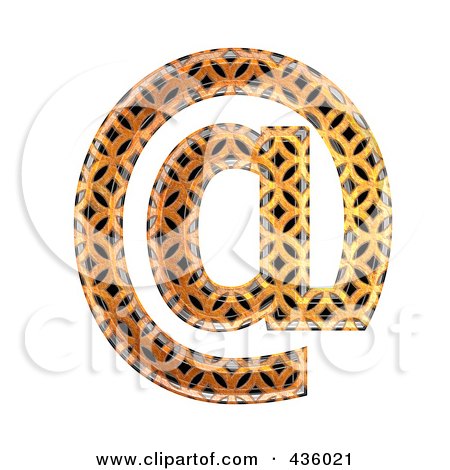 Royalty-Free (RF) Clipart Illustration of a 3d Patterned Orange Symbol; Email At Arobase by chrisroll
