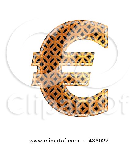 Royalty-Free (RF) Clipart Illustration of a 3d Patterned Orange Symbol; Euro by chrisroll