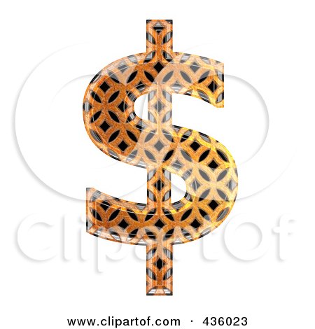 Royalty-Free (RF) Clipart Illustration of a 3d Patterned Orange Symbol; Dollar by chrisroll