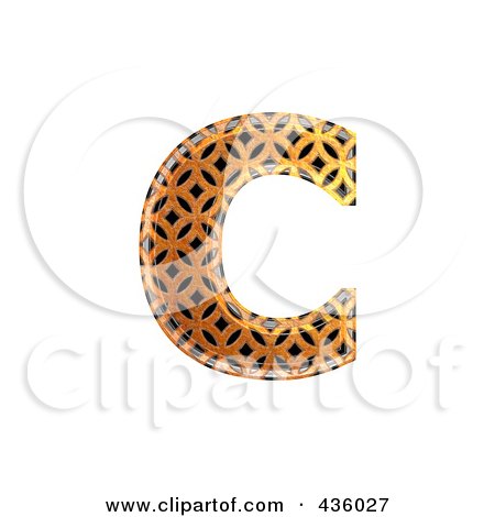 Royalty-Free (RF) Clipart Illustration of a 3d Patterned Orange Symbol; Lowercase Letter c by chrisroll