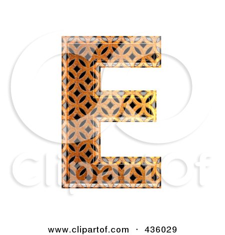Royalty-Free (RF) Clipart Illustration of a 3d Patterned Orange Symbol; Capital Letter E by chrisroll