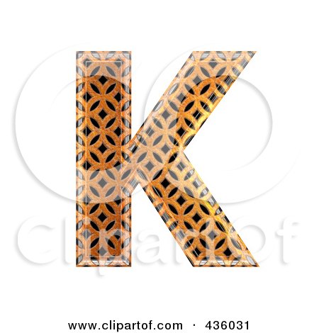Royalty-Free (RF) Clipart Illustration of a 3d Patterned Orange Symbol; Capital Letter K by chrisroll