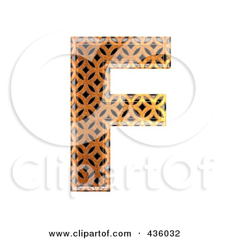 Royalty-Free (RF) Clipart Illustration of a 3d Patterned Orange Symbol; Capital Letter F by chrisroll