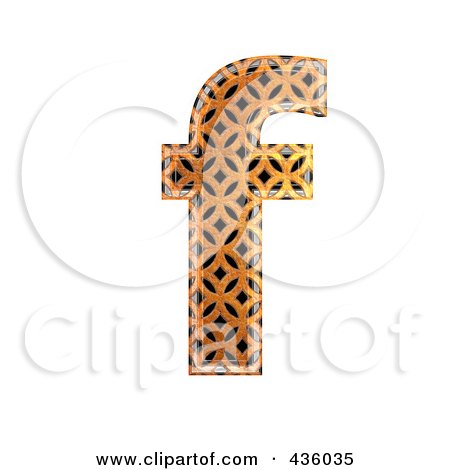 Royalty-Free (RF) Clipart Illustration of a 3d Patterned Orange Symbol; Lowercase Letter f by chrisroll