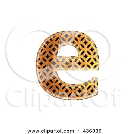 Royalty-Free (RF) Clipart Illustration of a 3d Patterned Orange Symbol; Lowercase Letter e by chrisroll