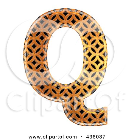 Royalty-Free (RF) Clipart Illustration of a 3d Patterned Orange Symbol; Capital Letter Q by chrisroll