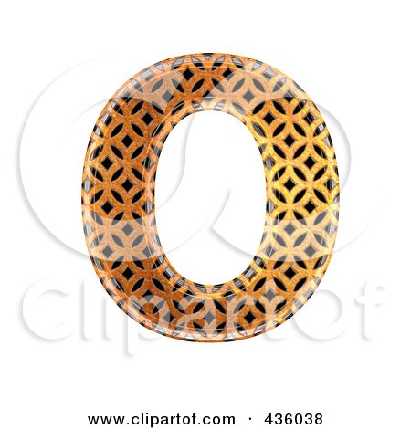 Royalty-Free (RF) Clipart Illustration of a 3d Patterned Orange Symbol; Capital Letter O by chrisroll