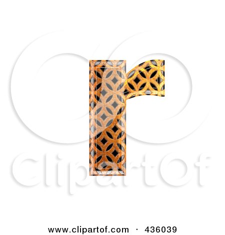 Royalty-Free (RF) Clipart Illustration of a 3d Patterned Orange Symbol; Lowercase Letter r by chrisroll