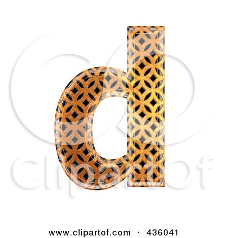 Royalty-Free (RF) Clipart Illustration of a 3d Patterned Orange Symbol; Lowercase Letter d by chrisroll