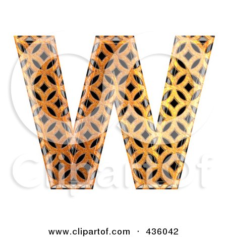 Royalty-Free (RF) Clipart Illustration of a 3d Patterned Orange Symbol; Capital Letter W by chrisroll
