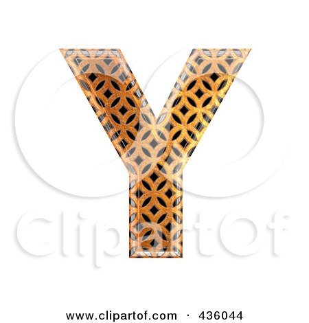 Royalty-Free (RF) Clipart Illustration of a 3d Patterned Orange Symbol; Capital Letter Y by chrisroll