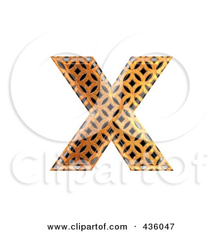 Royalty-Free (RF) Clipart Illustration of a 3d Patterned Orange Symbol; Lowercase Letter x by chrisroll