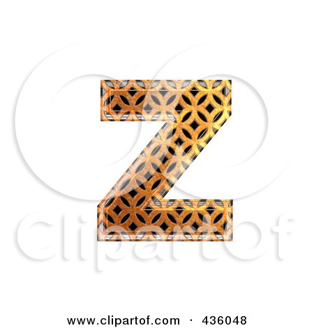 Royalty-Free (RF) Clipart Illustration of a 3d Patterned Orange Symbol; Lowercase Letter z by chrisroll