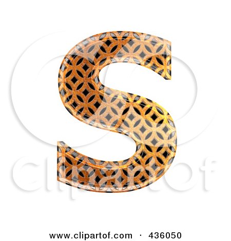 Royalty-Free (RF) Clipart Illustration of a 3d Patterned Orange Symbol; Capital Letter S by chrisroll