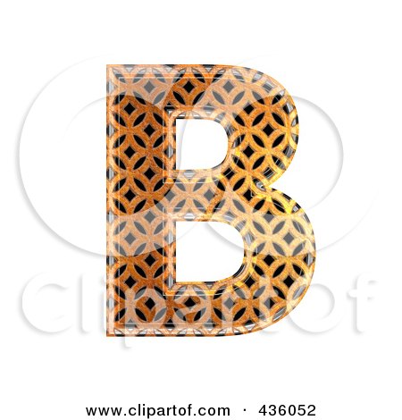 Royalty-Free (RF) Clipart Illustration of a 3d Patterned Orange Symbol; Capital Letter B by chrisroll