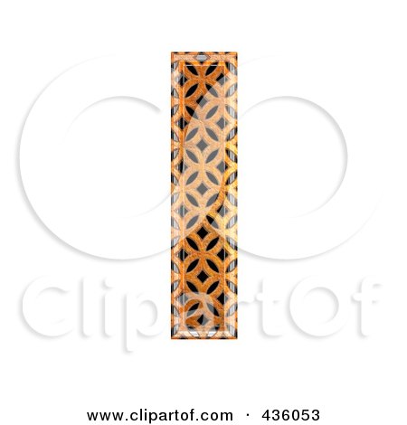 Royalty-Free (RF) Clipart Illustration of a 3d Patterned Orange Symbol; Lowercase Letter l by chrisroll