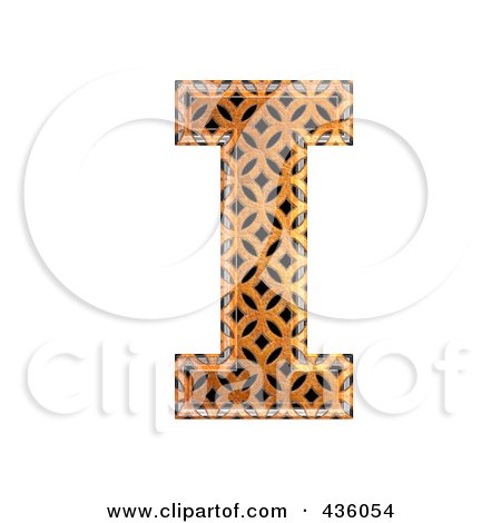 Royalty-Free (RF) Clipart Illustration of a 3d Patterned Orange Symbol; Capital Letter I by chrisroll