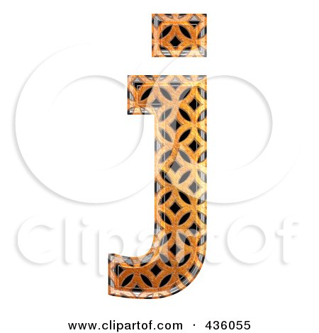Royalty-Free (RF) Clipart Illustration of a 3d Patterned Orange Symbol; Lowercase Letter j by chrisroll