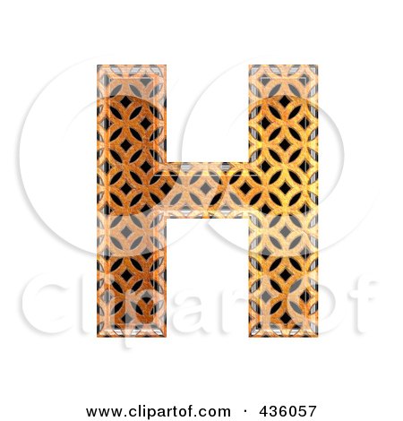 Royalty-Free (RF) Clipart Illustration of a 3d Patterned Orange Symbol; Capital Letter H by chrisroll