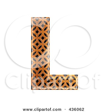 Royalty-Free (RF) Clipart Illustration of a 3d Patterned Orange Symbol; Capital Letter L by chrisroll
