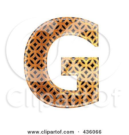 Royalty-Free (RF) Clipart Illustration of a 3d Patterned Orange Symbol; Capital Letter G by chrisroll