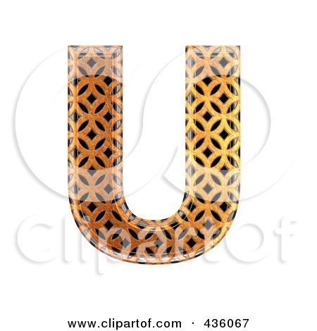 Royalty-Free (RF) Clipart Illustration of a 3d Patterned Orange Symbol; Capital Letter U by chrisroll