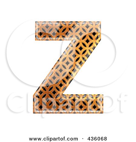 Royalty-Free (RF) Clipart Illustration of a 3d Patterned Orange Symbol; Capital Letter Z by chrisroll