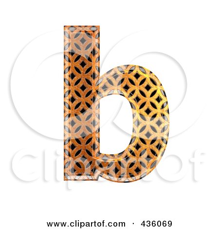 Royalty-Free (RF) Clipart Illustration of a 3d Patterned Orange Symbol; Lowercase Letter b by chrisroll