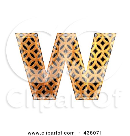 Royalty-Free (RF) Clipart Illustration of a 3d Patterned Orange Symbol; Lowercase Letter w by chrisroll