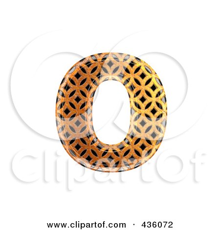Royalty-Free (RF) Clipart Illustration of a 3d Patterned Orange Symbol; Lowercase Letter o by chrisroll