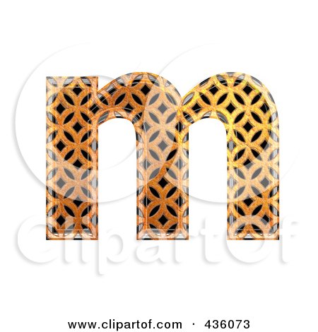 Royalty-Free (RF) Clipart Illustration of a 3d Patterned Orange Symbol; Lowercase Letter m by chrisroll