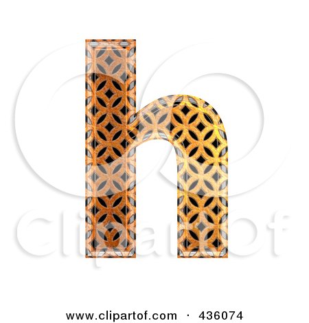 Royalty-Free (RF) Clipart Illustration of a 3d Patterned Orange Symbol; Lowercase Letter h by chrisroll