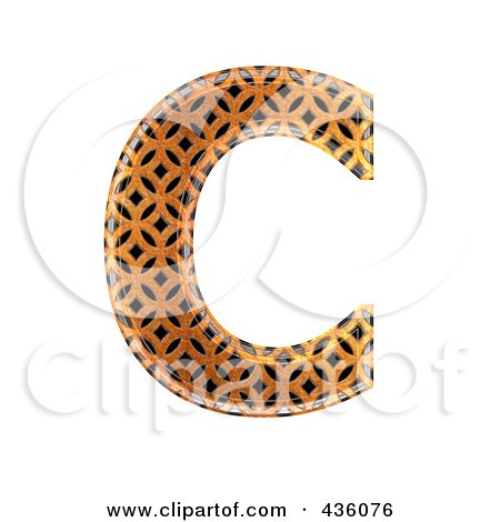 Royalty-Free (RF) Clipart Illustration of a 3d Patterned Orange Symbol; Capital Letter C by chrisroll