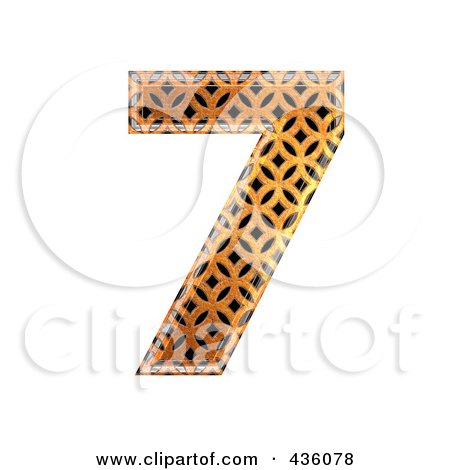 Royalty-Free (RF) Clipart Illustration of a 3d Patterned Orange Symbol; Number 7 by chrisroll