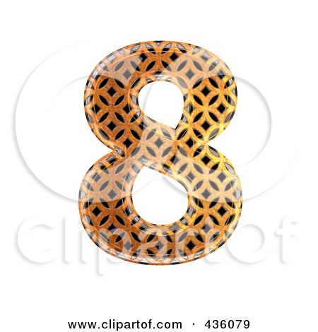 Royalty-Free (RF) Clipart Illustration of a 3d Patterned Orange Symbol; Number 8 by chrisroll