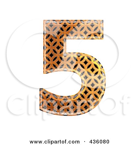 Royalty-Free (RF) Clipart Illustration of a 3d Patterned Orange Symbol; Number 5 by chrisroll