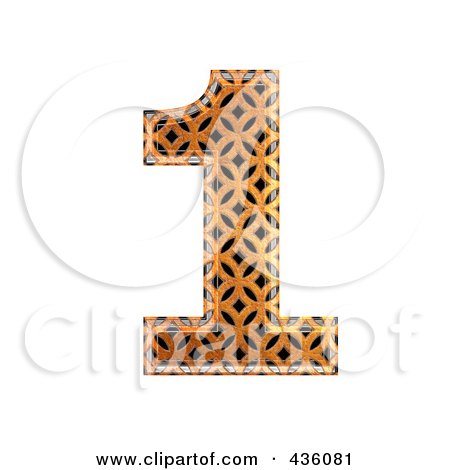 Royalty-Free (RF) Clipart Illustration of a 3d Patterned Orange Symbol; Number 1 by chrisroll