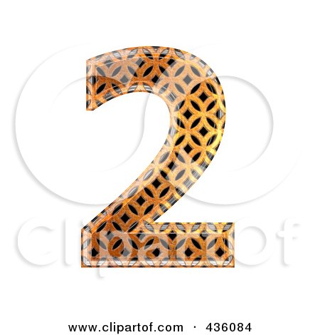 Royalty-Free (RF) Clipart Illustration of a 3d Patterned Orange Symbol; Number 2 by chrisroll