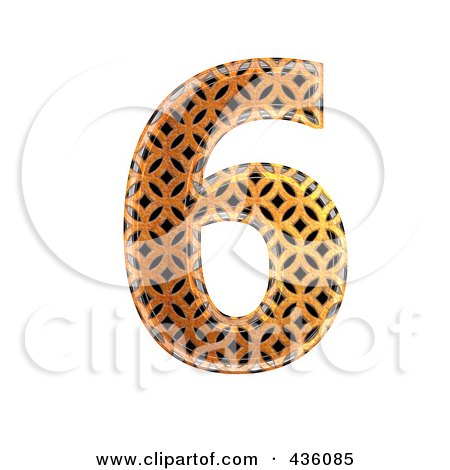 Royalty-Free (RF) Clipart Illustration of a 3d Patterned Orange Symbol; Number 6 by chrisroll