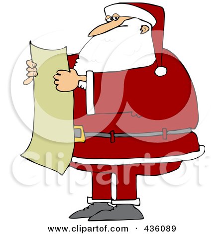 Royalty-Free (RF) Clipart Illustration of Santa Reading a List by djart