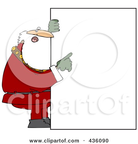 Royalty-Free (RF) Clipart Illustration of Santa Holding Up A Big Sign And Pointing by djart