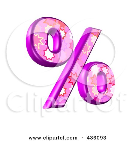 Royalty-Free (RF) Clipart Illustration of a 3d Pink Burst Symbol; Percent by chrisroll